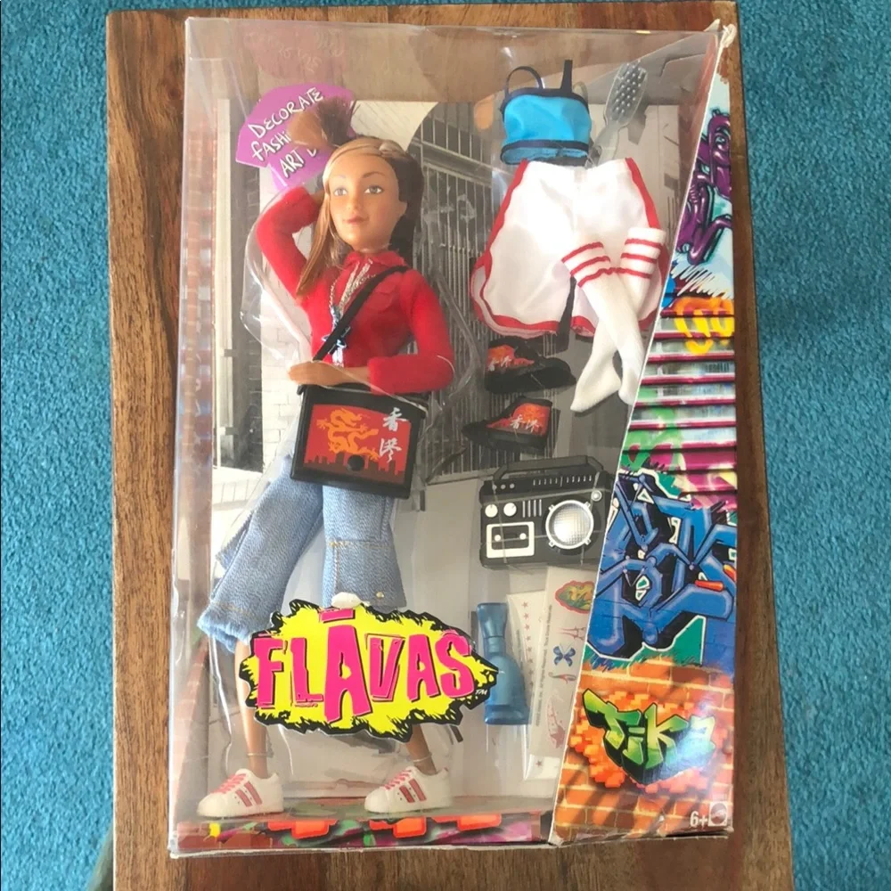 Flavas Fashion Doll in Red Top & Denim Capri Outfit